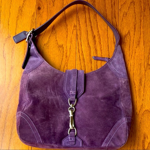 Coach Handbags - Coach | purple suede satchel.